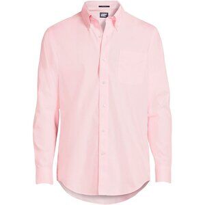 Lands' End Men's Pink No Iron Supima Buttondown Dress Shirt, 2XL